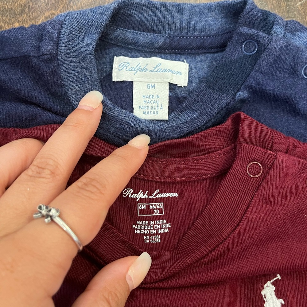 Ralph Lauren Baby Boy Shirts size 6 Months Blue Camouflage Maroon Lot of 2 - Picture 2 of 6